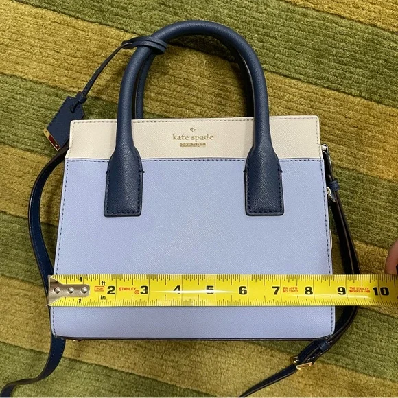 Kate Spade Blue Colorblock Top Handle Purse with Crossbody Strap - Picture 7 of 10